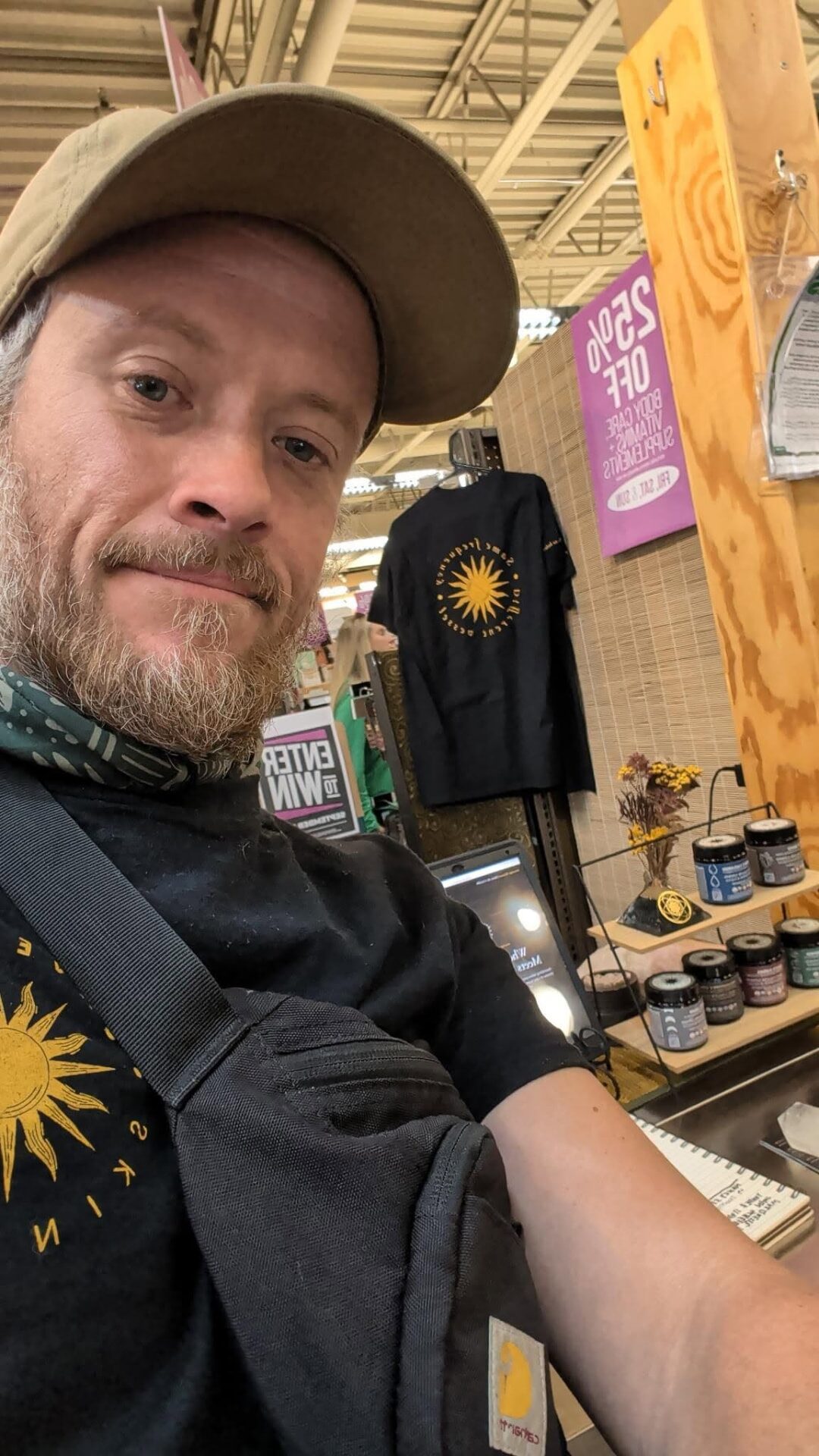 Justin at the Sovereign Skincare market table